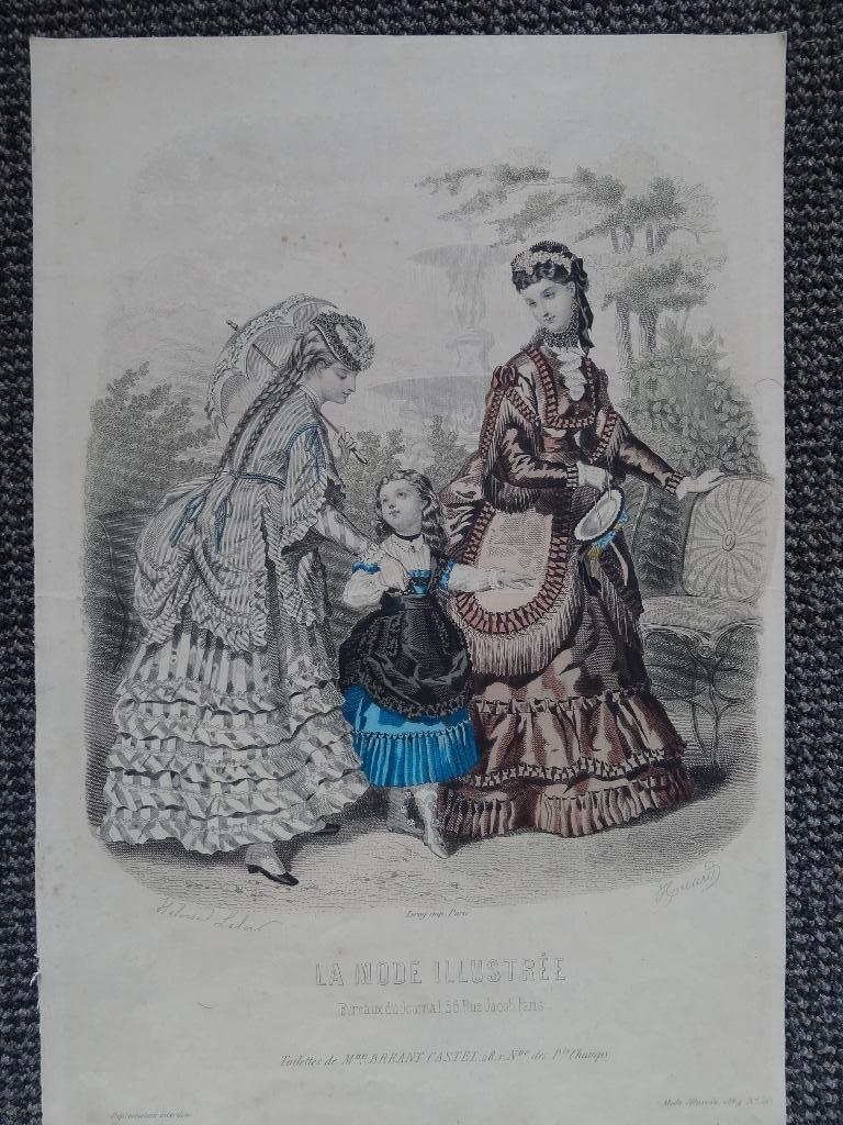lithographie en couleurs de 1869 La mode illustrée,, Envoi