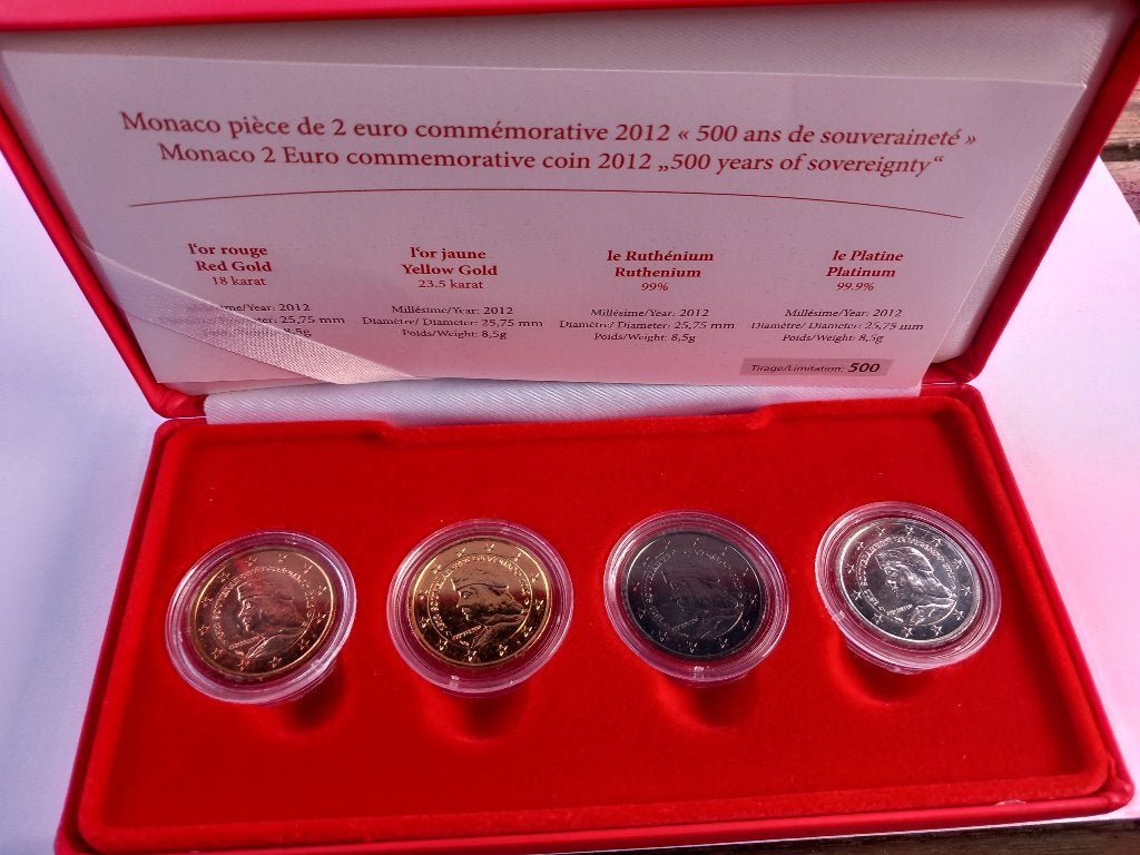 Monaco 2 euros « Lucien Ier » 4 pièces de 2 euros, Enlèvement ou Envoi, 2 euros, Or, Série