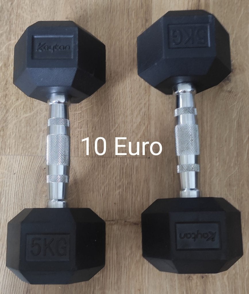 Haltères 2x5 kg, Sports & Fitness, Enlèvement, Utilisé, Pectoraux, Haltère