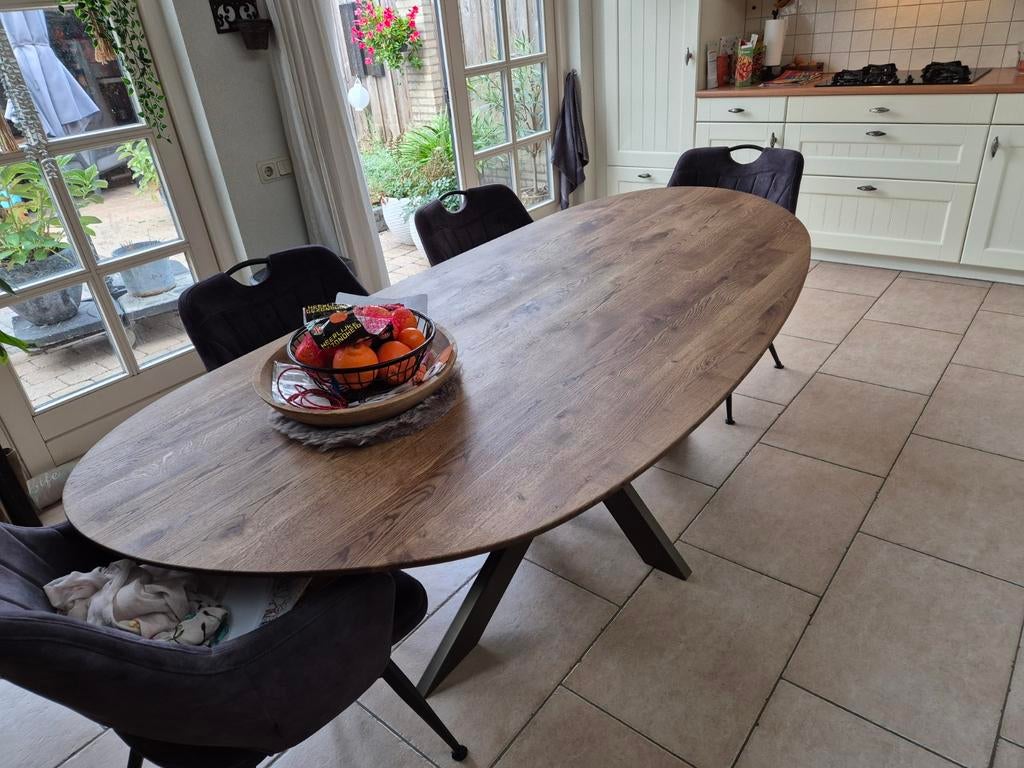 Mooie eiken ovale/deensovale/recht/rond/organische tafels., Huis en Inrichting, Ophalen, Rond, Eikenhout