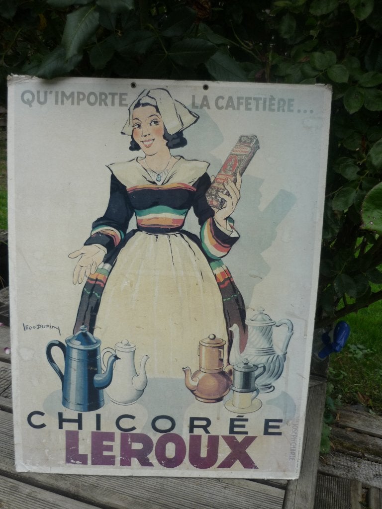Carton publicitaire Chicorée Leroux, Enlèvement ou Envoi