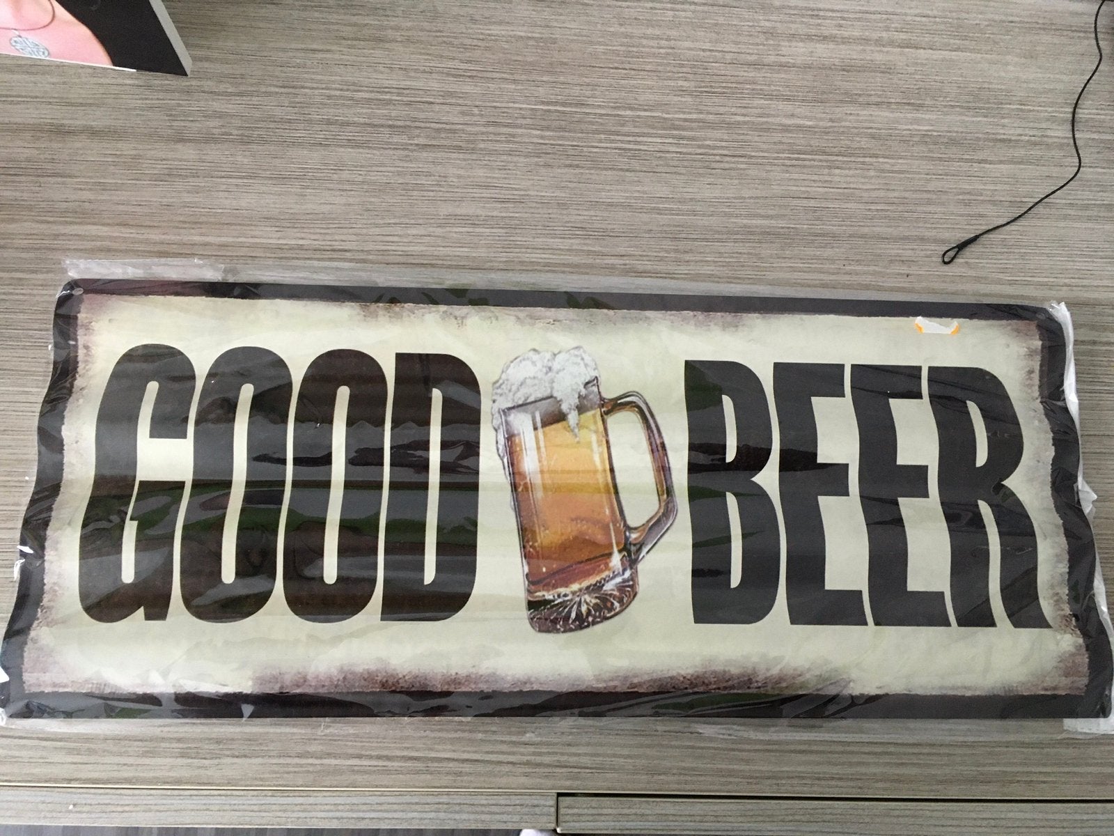 Decoratie ijzer plaat vintage man cave 59-24cm, Huis en Inrichting, Vintage, Ophalen of Verzenden, Zo goed als nieuw