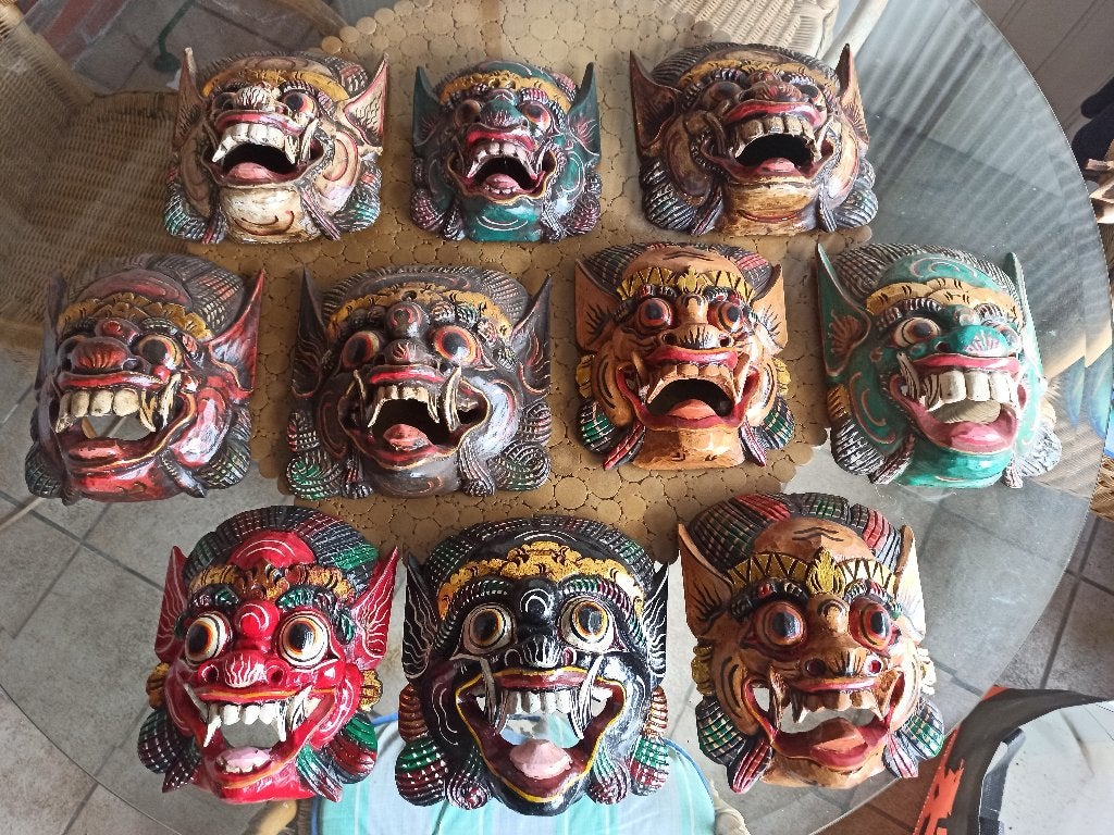 Masque en bois au Népal, Antiquités & Art, Enlèvement, Fait main, Masque