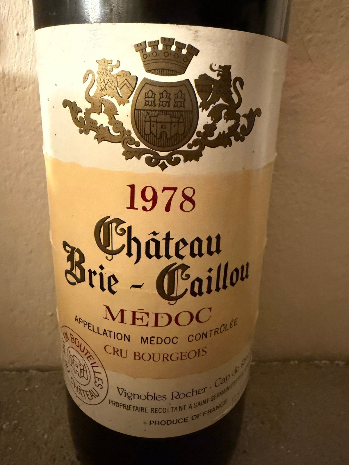 Chateau Brie Caillou 1978 - Medoc, Enlèvement ou Envoi, Comme neuf