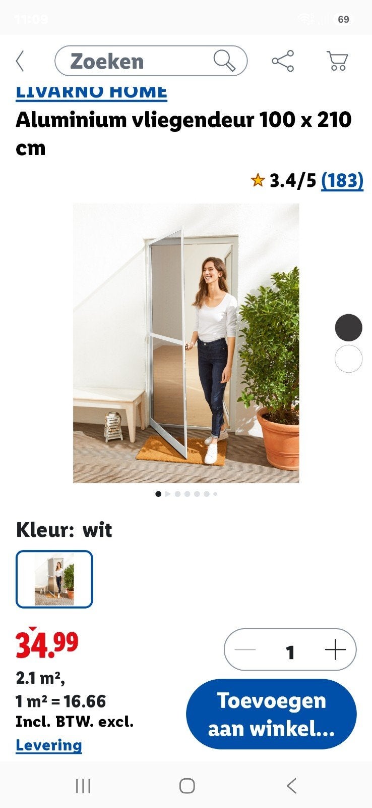 Aluminium vliegendeur, Tuin en Terras, Overige Tuin en Terras, Ophalen