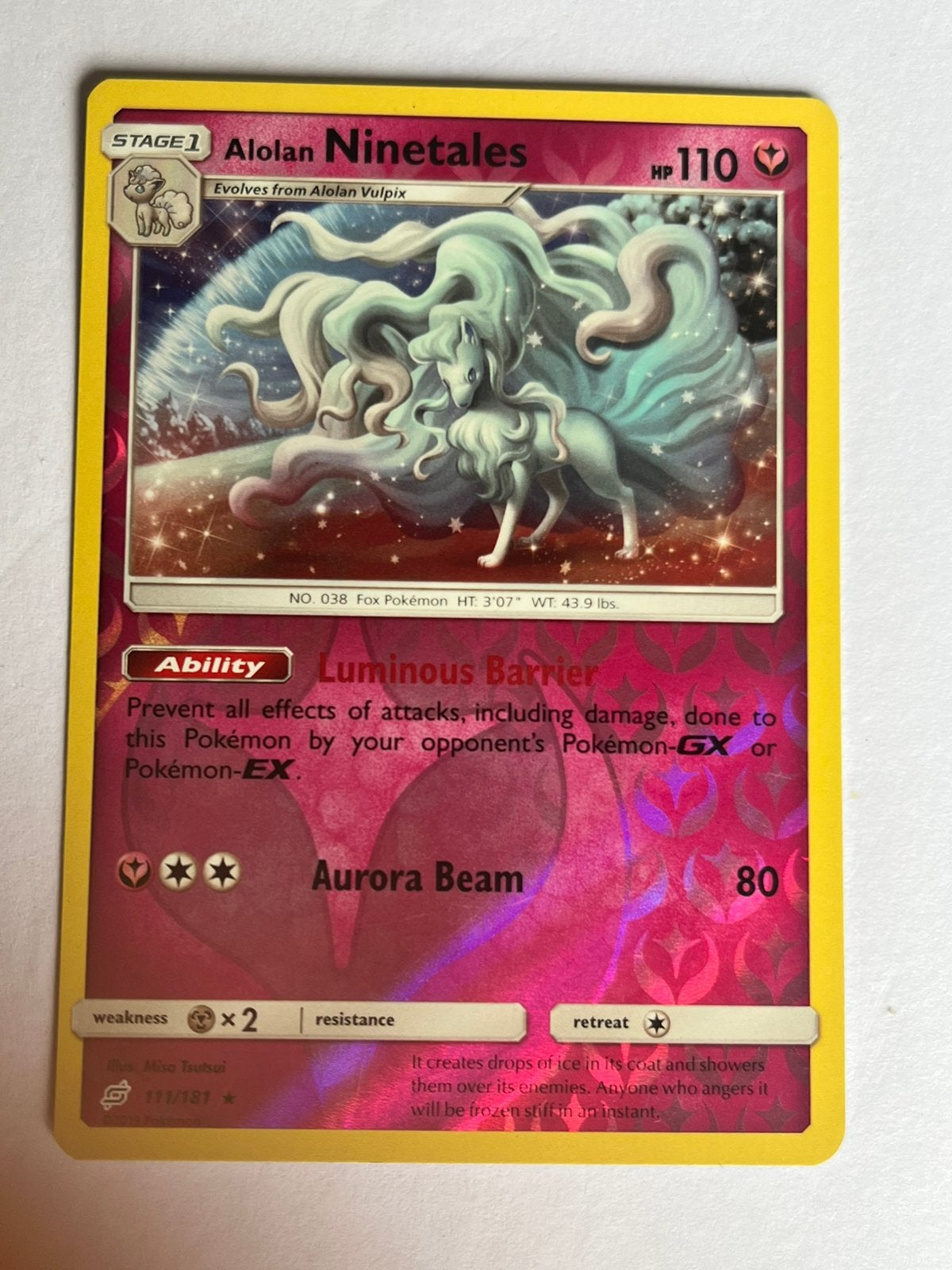 Alolan Ninetales 111 Reverse Holo, Enlèvement ou Envoi, Comme neuf