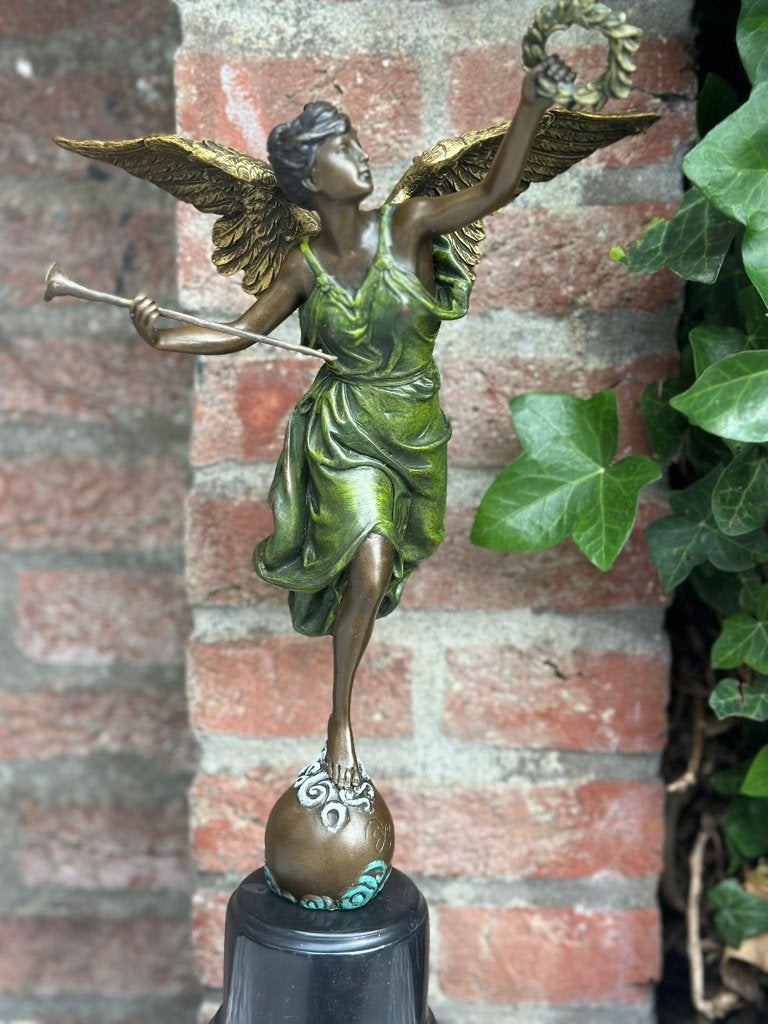 bronzen sculptuur vrouw godin v overwinning, Ophalen of Verzenden, Brons, Beeld, Vrouw