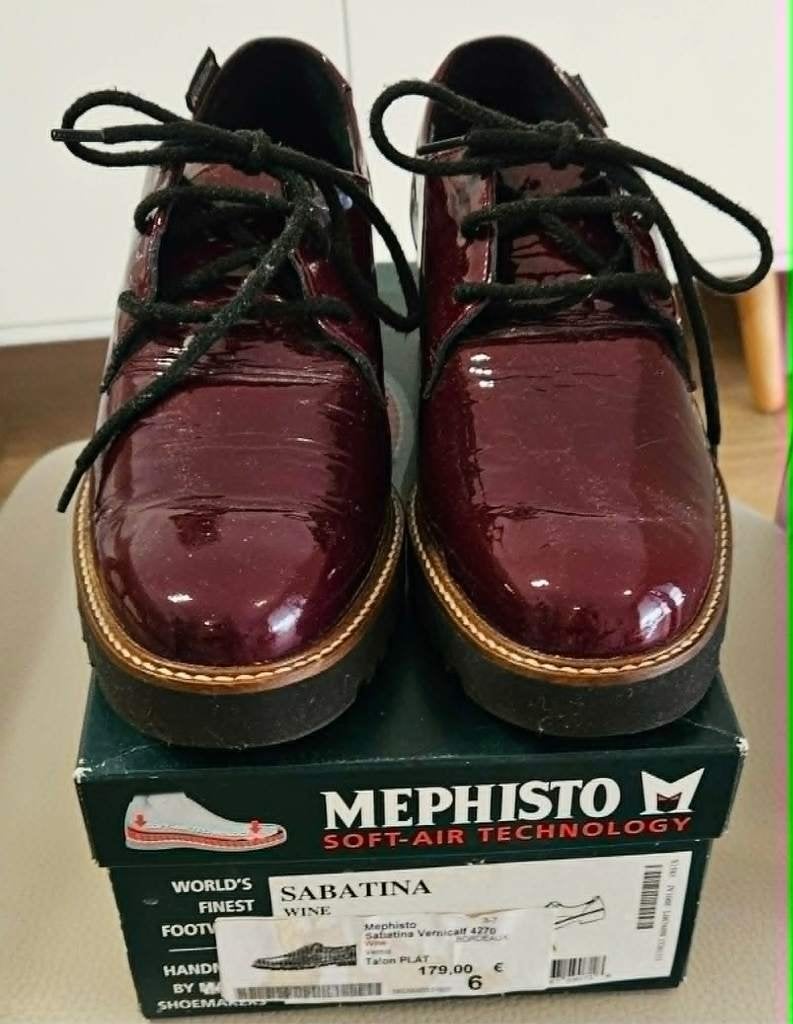 Mephisto bordeaux lakleer veterschoen maat 39, Ophalen, Mephisto, Instappers, Zo goed als nieuw