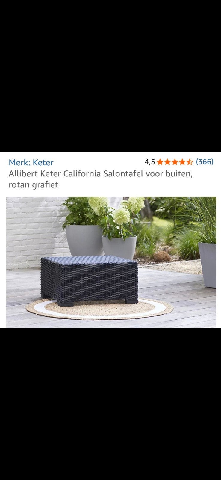 Bijzettafel buiten Allibert. Antraciet. 68 x 68 cm., Ophalen