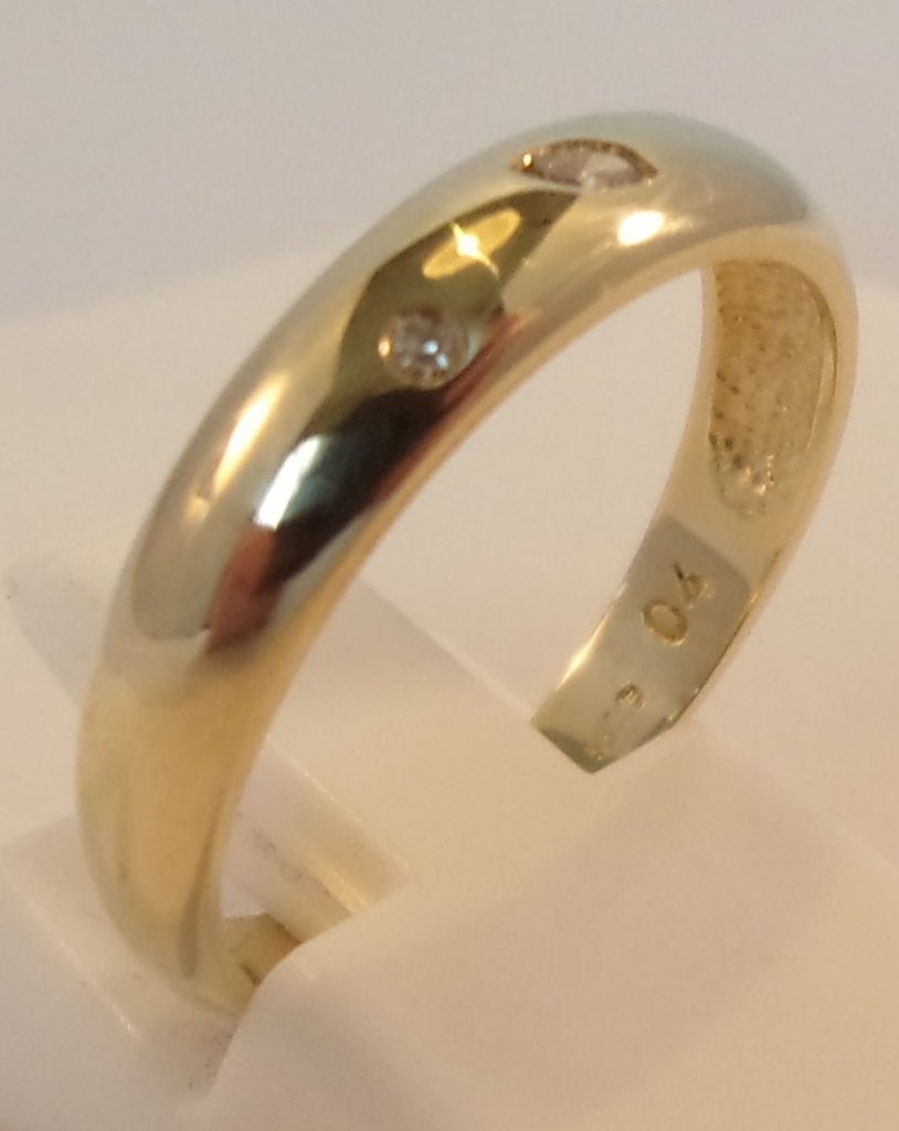 Bague en or massif 14 carats avec diamants, Or, Comme neuf, Or, 17 à 18