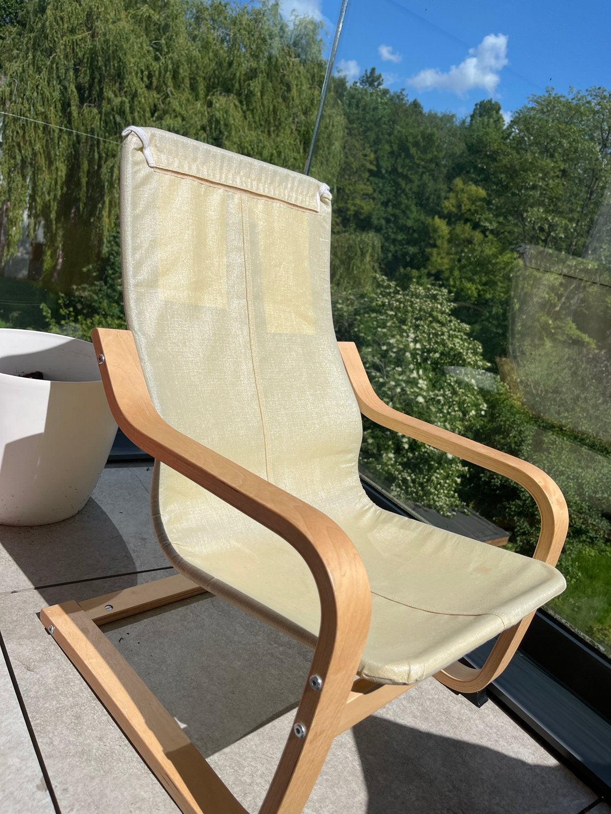 fauteuil enfant IKEA POÄNG, Tuin en Terras, Tuinstoelen, Zo goed als nieuw, Hout, Ophalen