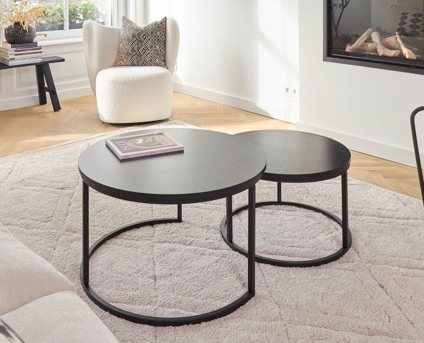 2delige salontafel nieuw in verpakking, Huis en Inrichting, Tafels | Salontafels, Grenenhout, Rond, Nieuw, 5 – 50