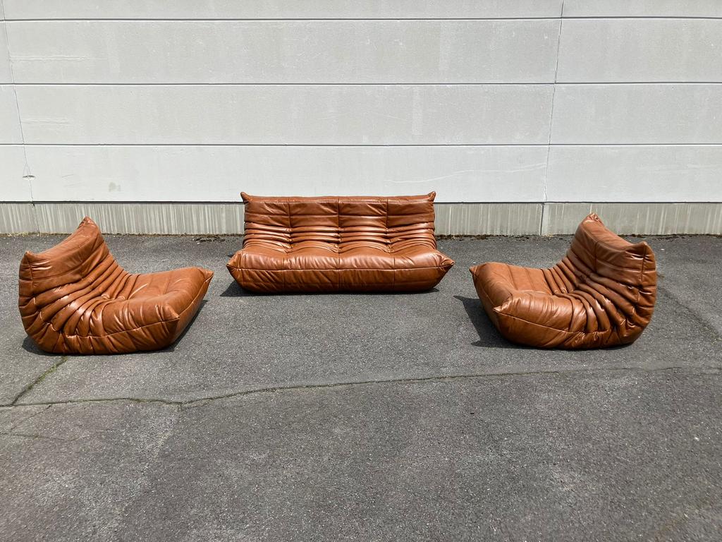Vintage Cognac lederen set in nieuwstaat!, Huis en Inrichting, Ophalen of Verzenden, Cassina sede b&b italia artifort vitra knoll mah jong flos edra