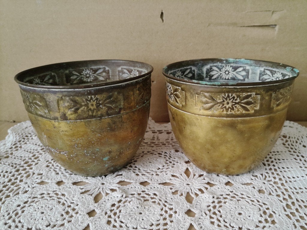 Pot de fleurs en cuivre antique pot de fleurs petit 8cm haut, Enlèvement ou Envoi, Cuivre