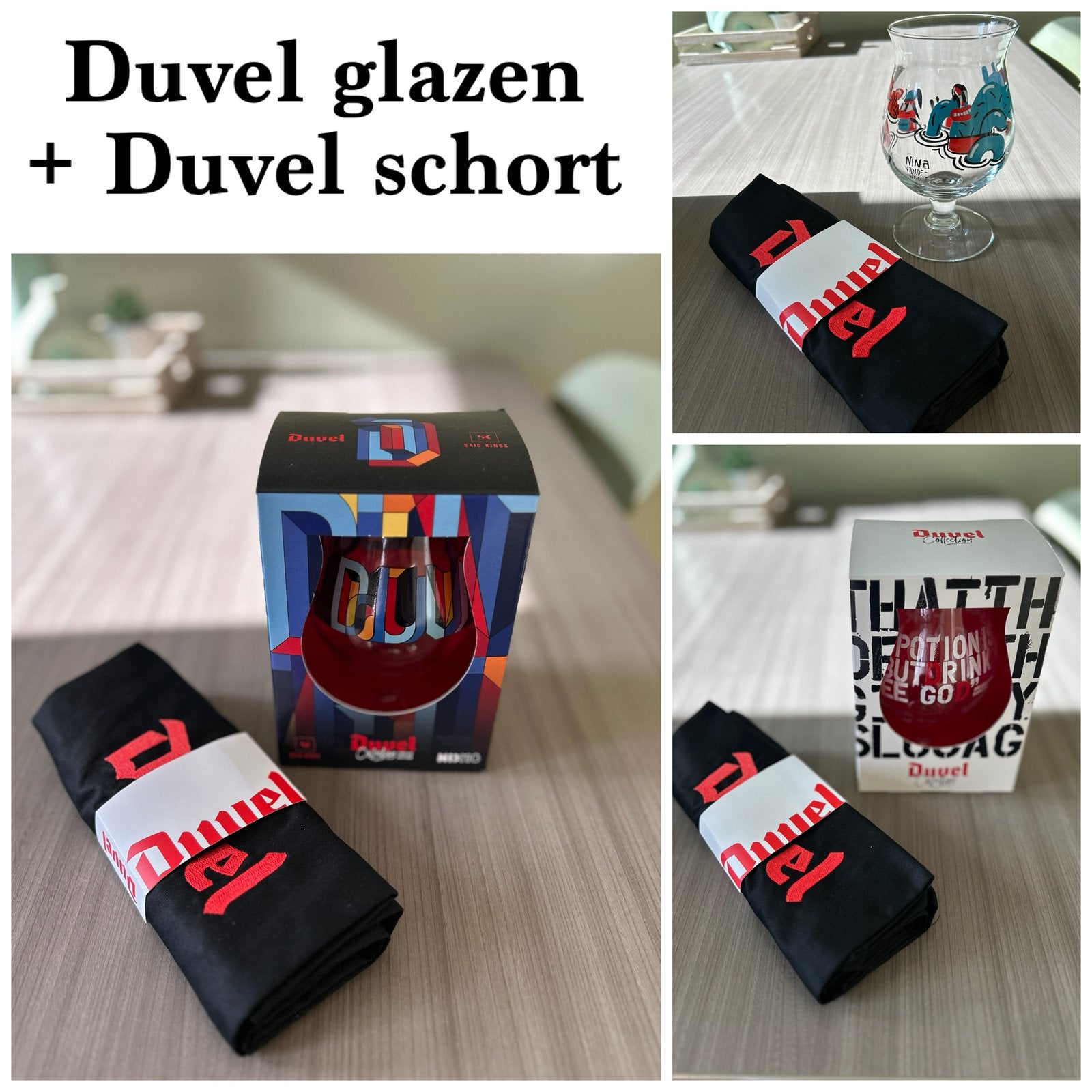 Duvel glazen + Duvel schort  3 soorten Duvel mogelijk  Nieuw, Verzamelen, Ophalen of Verzenden, Nieuw, Duvel