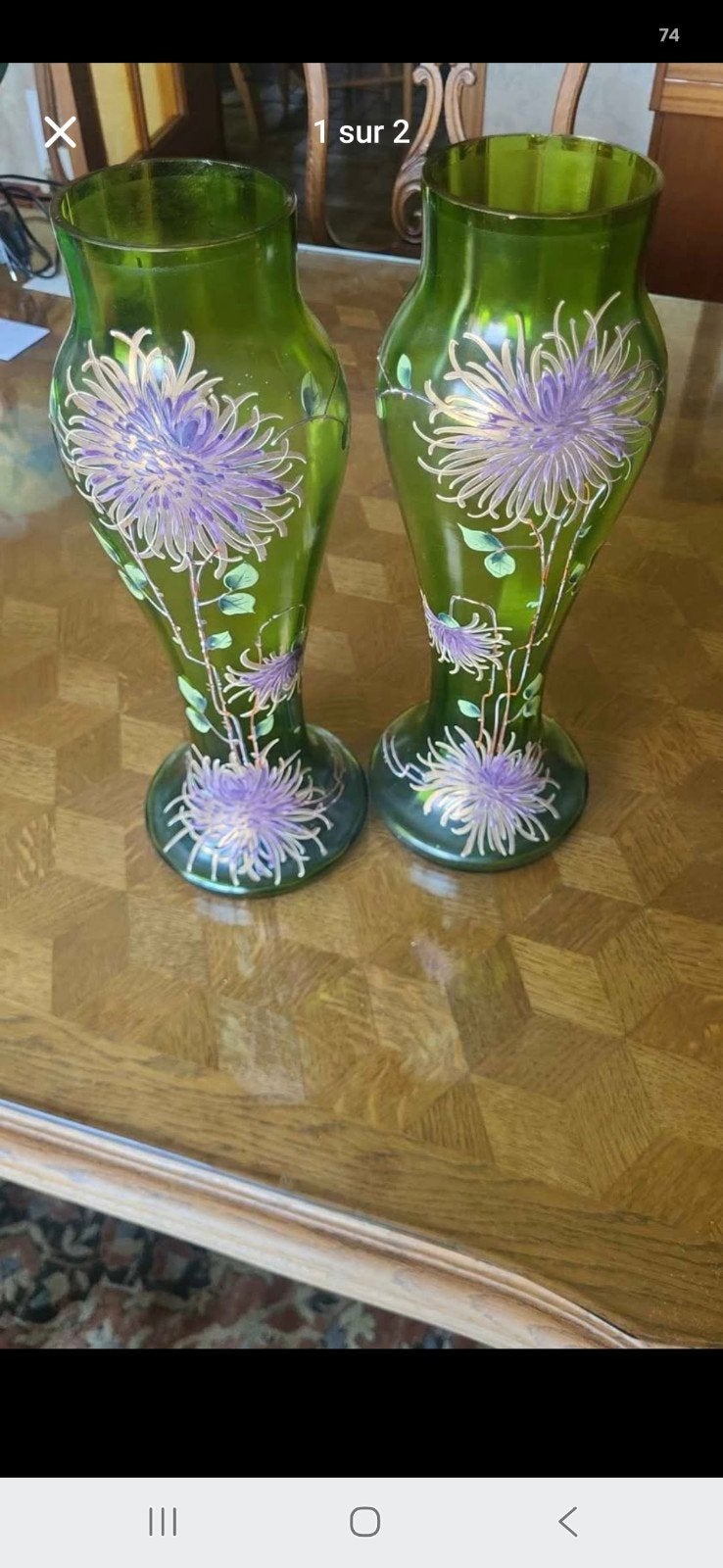 Magnifiques vases style des verreries de Saint-Denis, Enlèvement ou Envoi