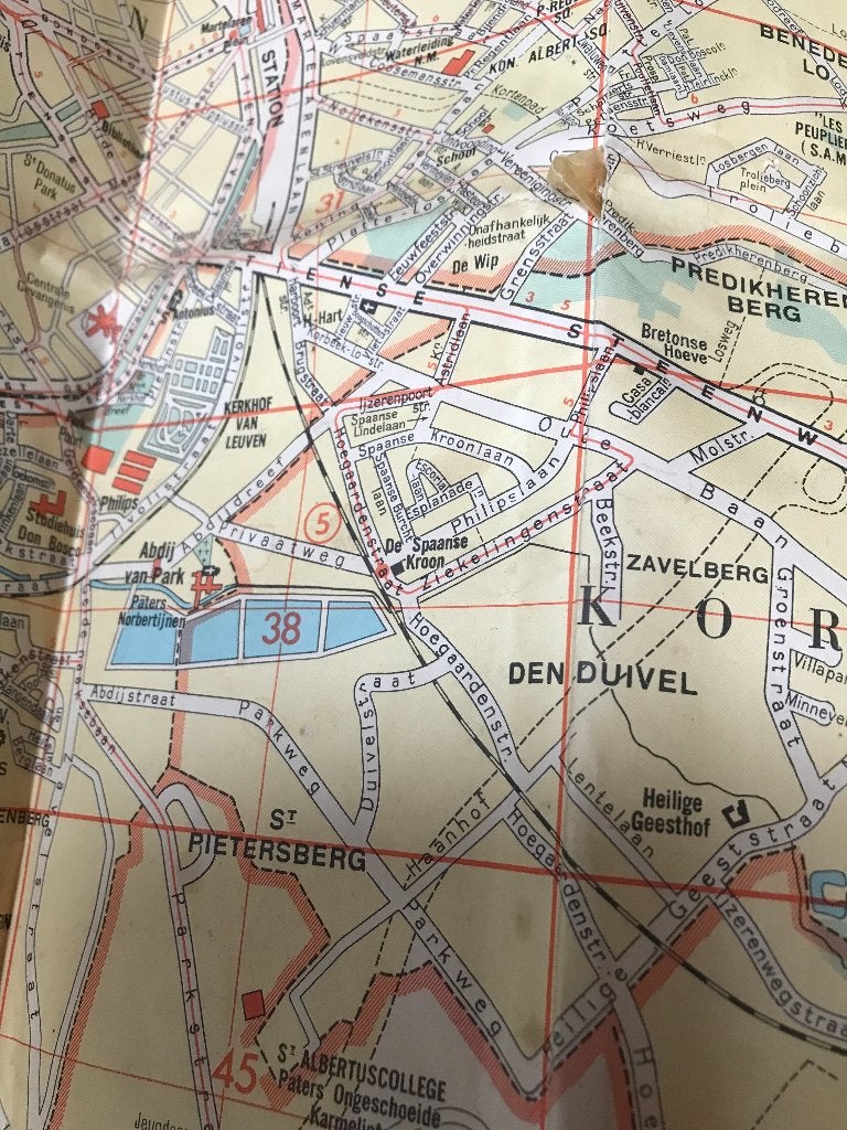 carte de Louvain et de ses environs, Enlèvement ou Envoi, Belgique, Utilisé, Autres types