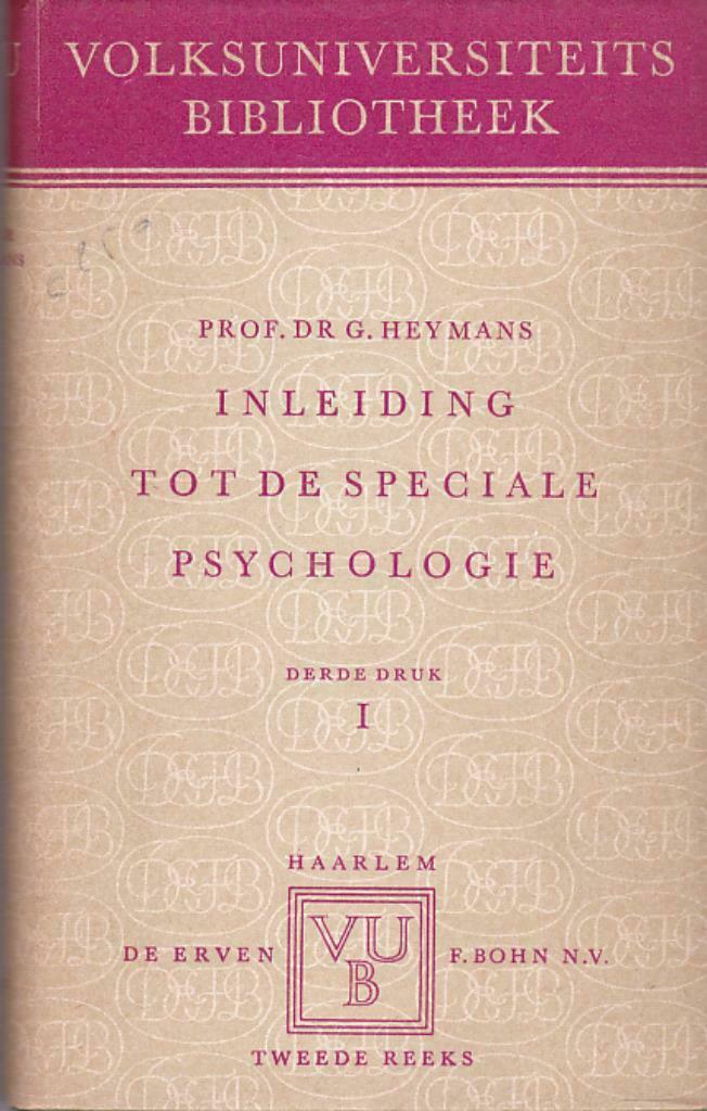 Inleiding tot de speciale psychologie, Deel I, Boeken, Ophalen of Verzenden