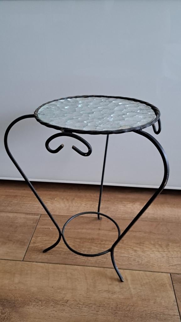 Petite table vintage fer forgé, Enlèvement ou Envoi, Comme neuf, Verre