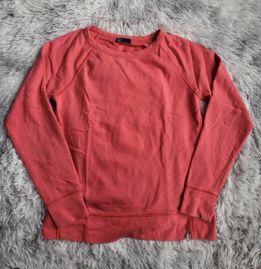 Sweatshirt met ronde hals en opening — koraalroze/gewassen r, Maat 38/40 (M), Ophalen of Verzenden, Gap, Gedragen