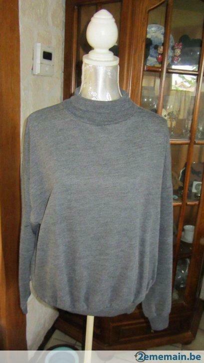 sous pull sweat col roulé gris foncé  XL, Porté
