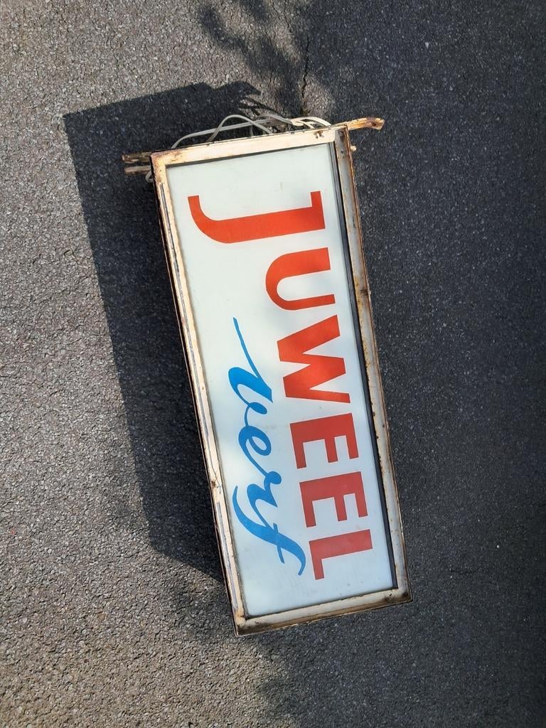 Oude metalen lichtreclame juweel verf, Verzamelen, Ophalen of Verzenden, Gebruikt