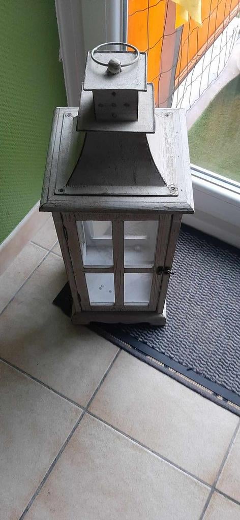 Lanterne, Comme neuf, Beige, Bois, Bougie