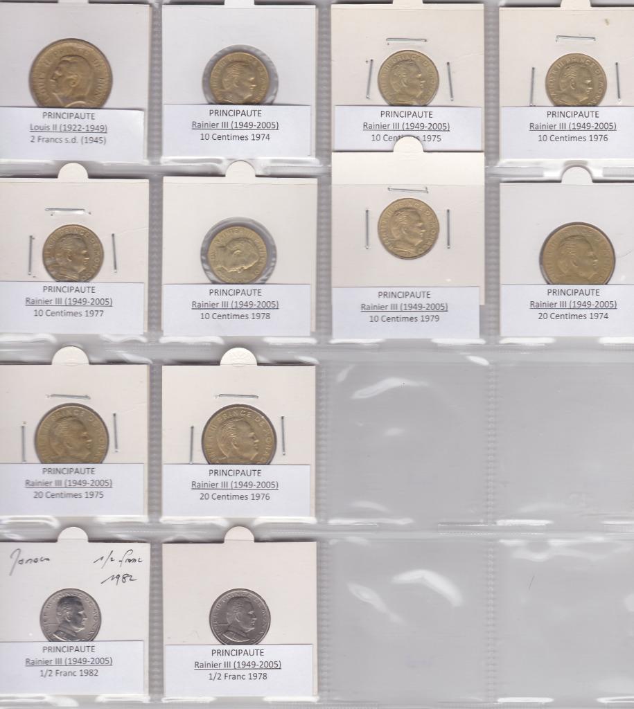 Set van 21 munten van Monaco: oude en nieuwe frank, Postzegels en Munten, Ophalen of Verzenden, Overige landen, Losse munt