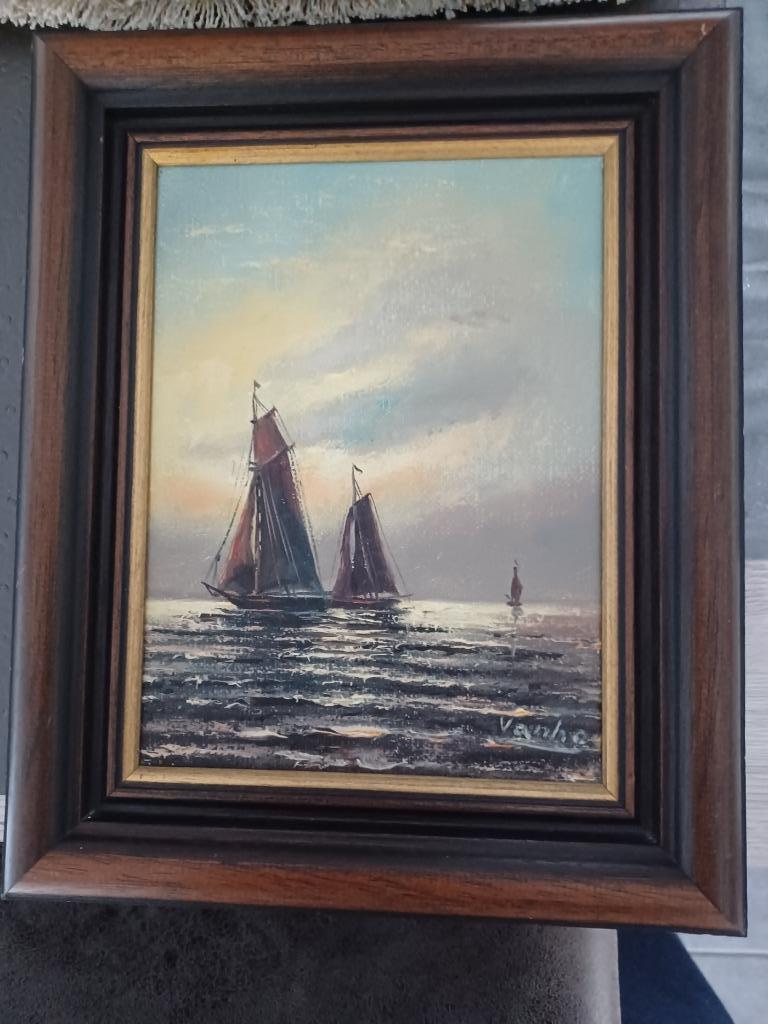 LOT 3 KL. SCHILDERIJ OLIE OP DOEK GESIGNEERD PRIMA STAAT, Ophalen of Verzenden