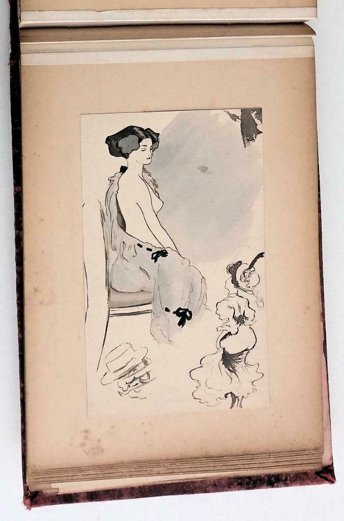 L. Vallet (1856-1940) Album met 36 tekeningen Belle Epoque, Enlèvement ou Envoi