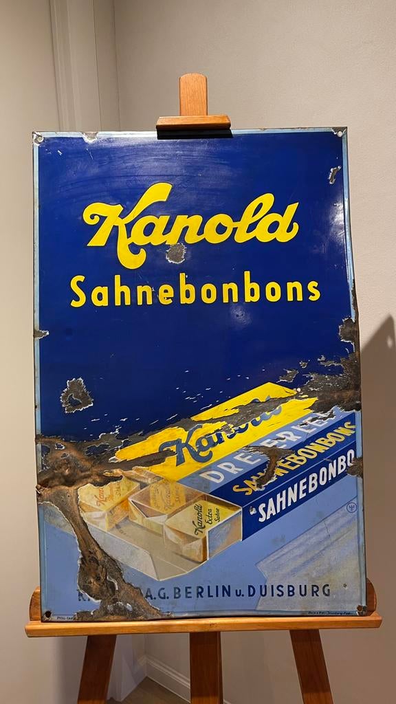 Emaille bord Kanold duitsland., Verzamelen, Ophalen of Verzenden, Gebruikt, Reclamebord