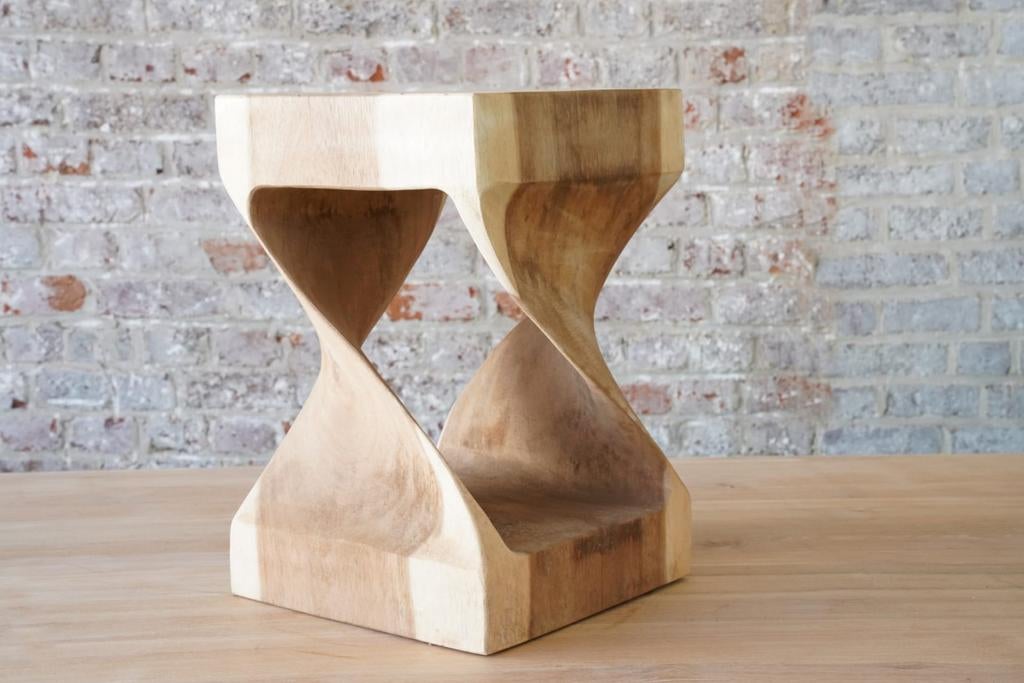 Kruk, Bijzettafel, Tabouret in Suar, Ophalen, Nieuw