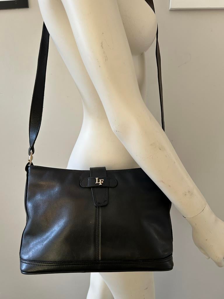 Louis Feraud vintage zwarte leren handtas, Ophalen of Verzenden, Zo goed als nieuw, Zwart, Leer