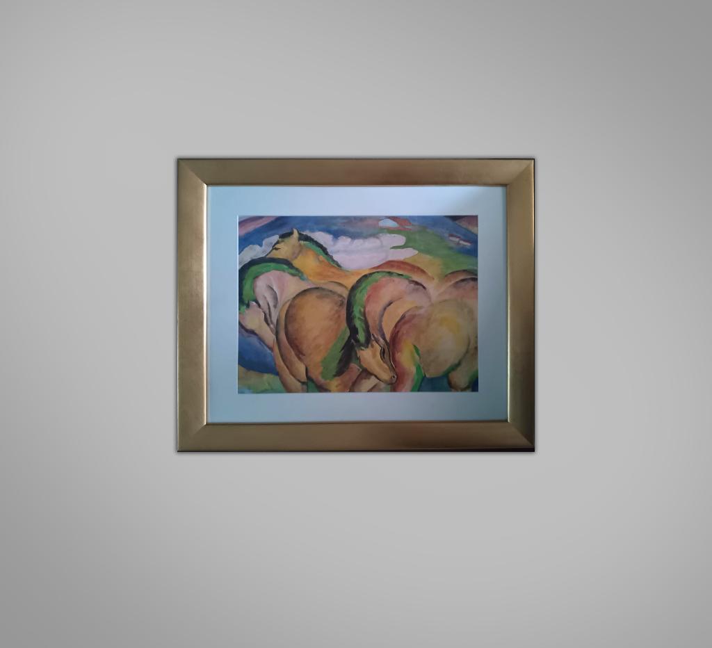 Aquarelle « Les petits chevaux jaunes »., Antiek en Kunst, Kunst | Schilderijen | Klassiek, Ophalen
