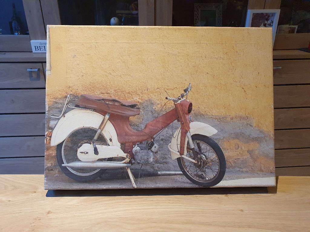 Oude Vespa-scooter schilderij in vintage stijl, Antiek en Kunst, Ophalen