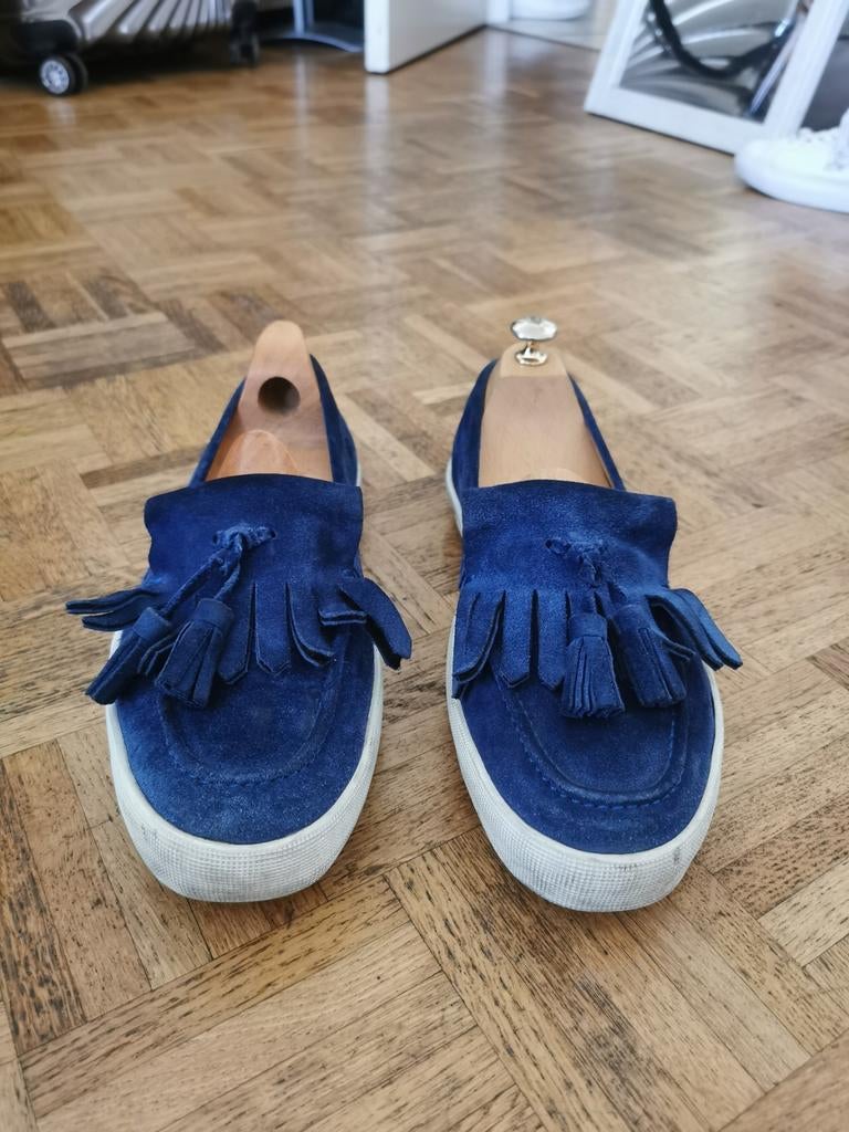 Mocassins Longchamp, Porté, Bleu