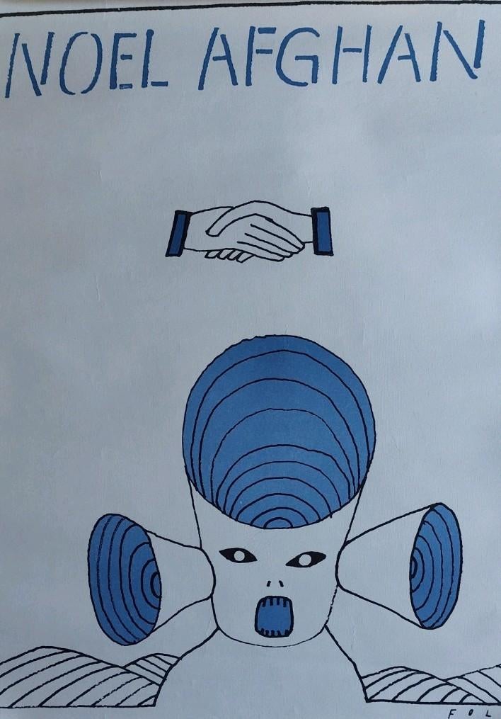 Lithographie de Folon, Noël Afghan, Enlèvement ou Envoi