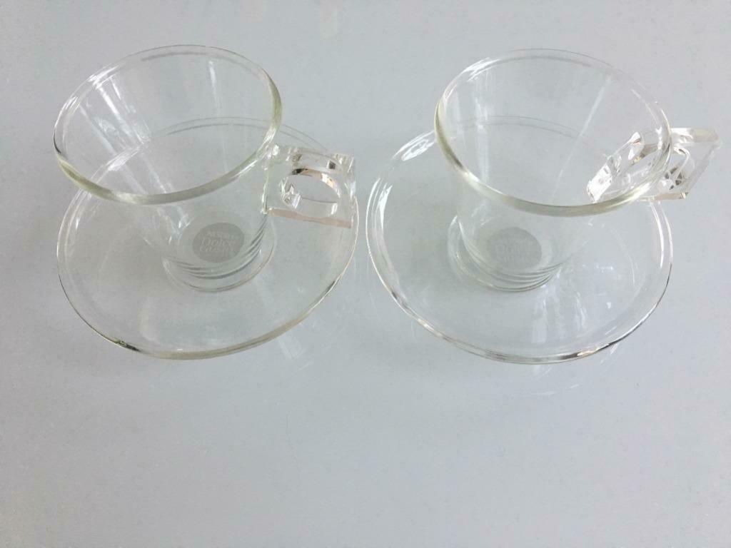 2 Dolce Gusto glazen espresso tassen + ondertas, Huis en Inrichting, Ophalen, Zo goed als nieuw, Glas, Kop(pen) en/of Schotel(s)