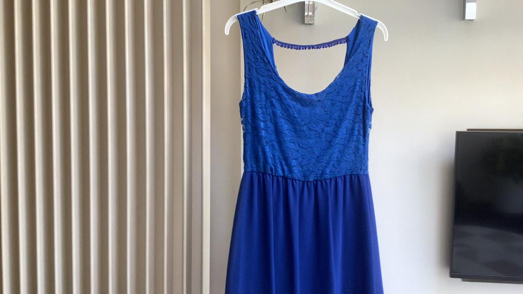 Koningsblauw, gevoerd zomerjurkje met kant. 38. Nu : 8€., Taille 38/40 (M), Enlèvement ou Envoi, Porté, Bleu