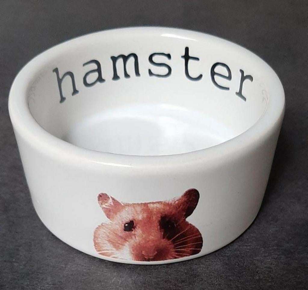 2 x keramiek kommen/hamster/rabbit, Ophalen of Verzenden, Zo goed als nieuw, Voerbakje
