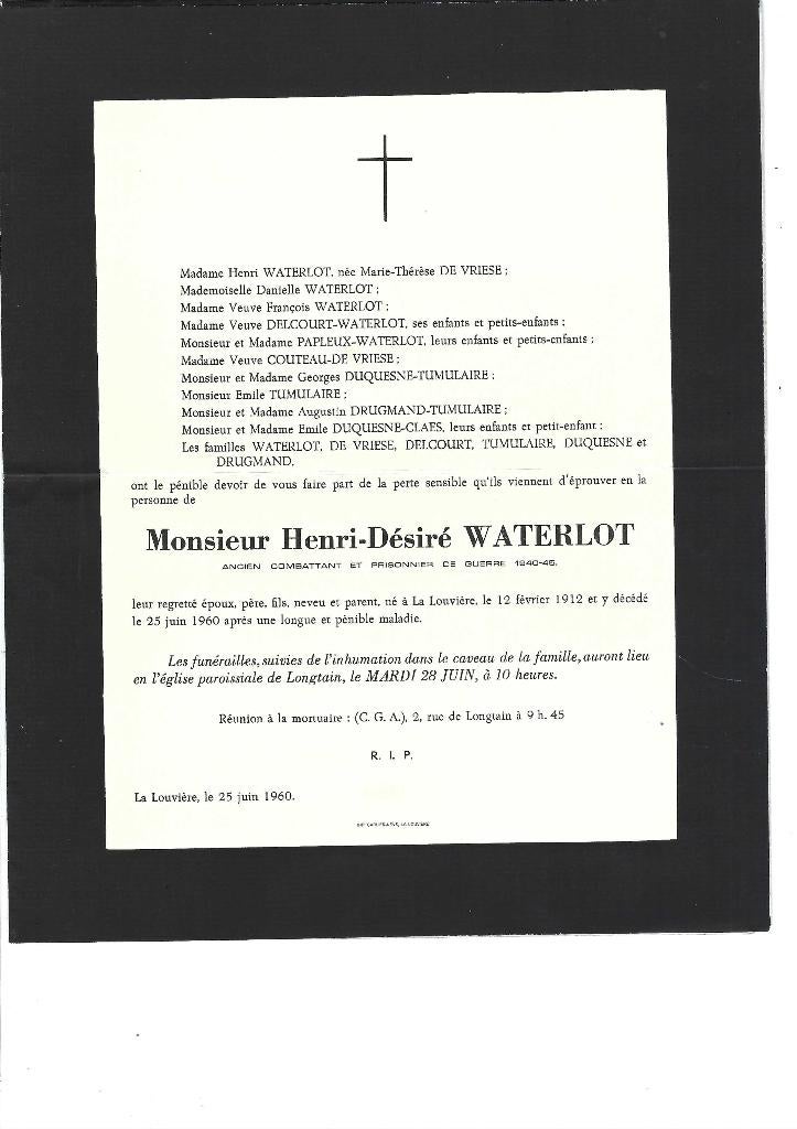 Faire part de décès, Ophalen of Verzenden
