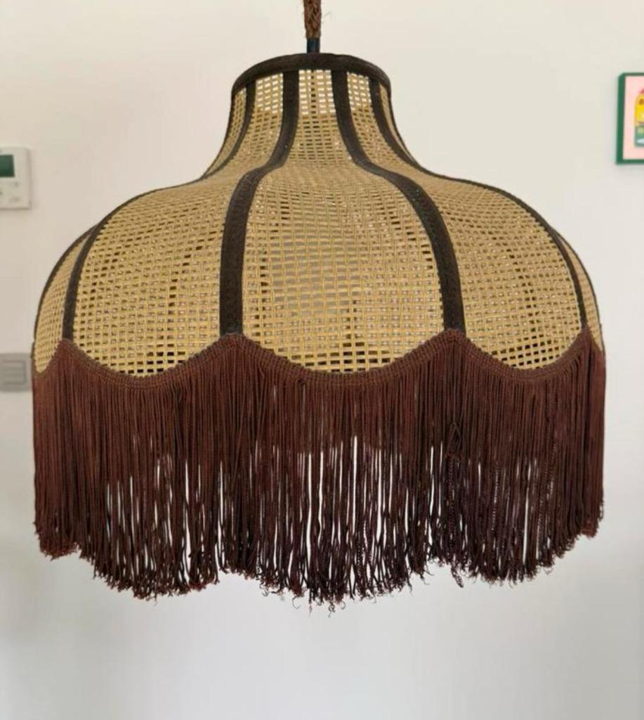 Vintage Rotan hanglamp, bohemian stijl., Huis en Inrichting, Lampen | Hanglampen, Ophalen, Overige materialen, Bomenian, Zo goed als nieuw