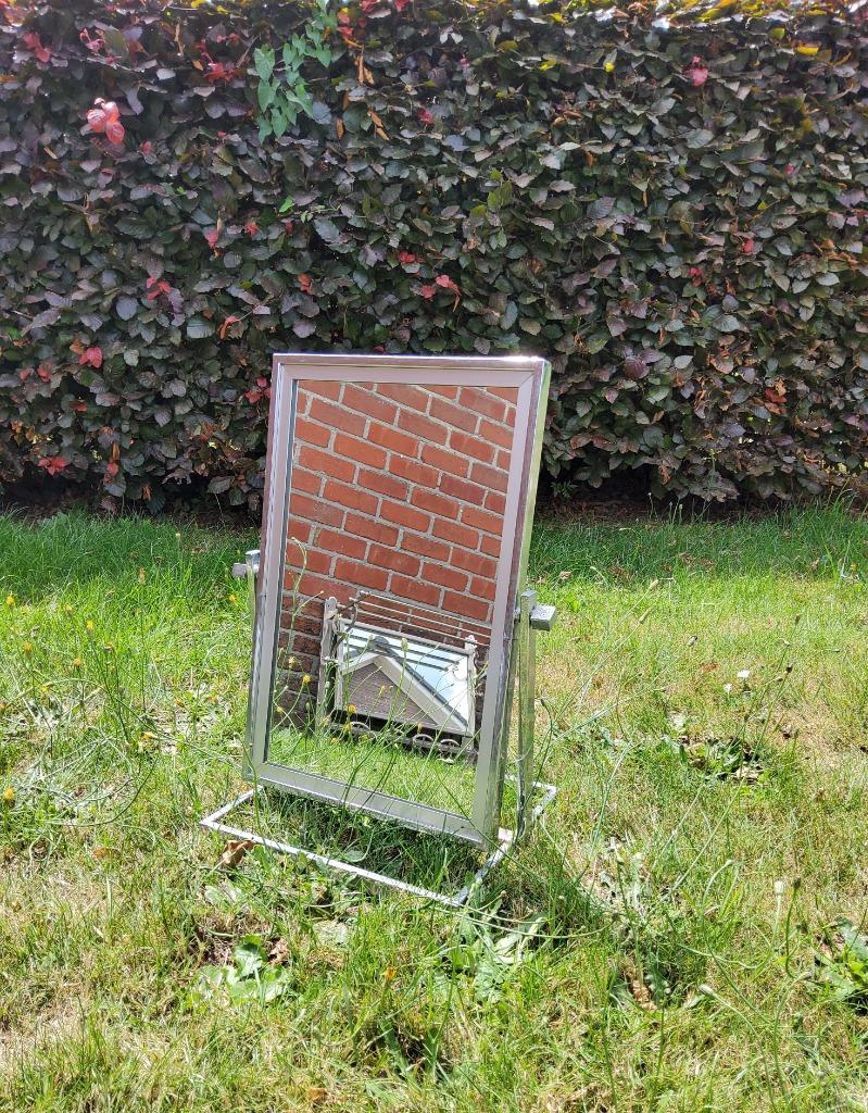 Miroir orientable en métal sur pied H 53 - B 32, Maison & Meubles, Accessoires pour la Maison | Miroirs, Enlèvement, Rectangulaire