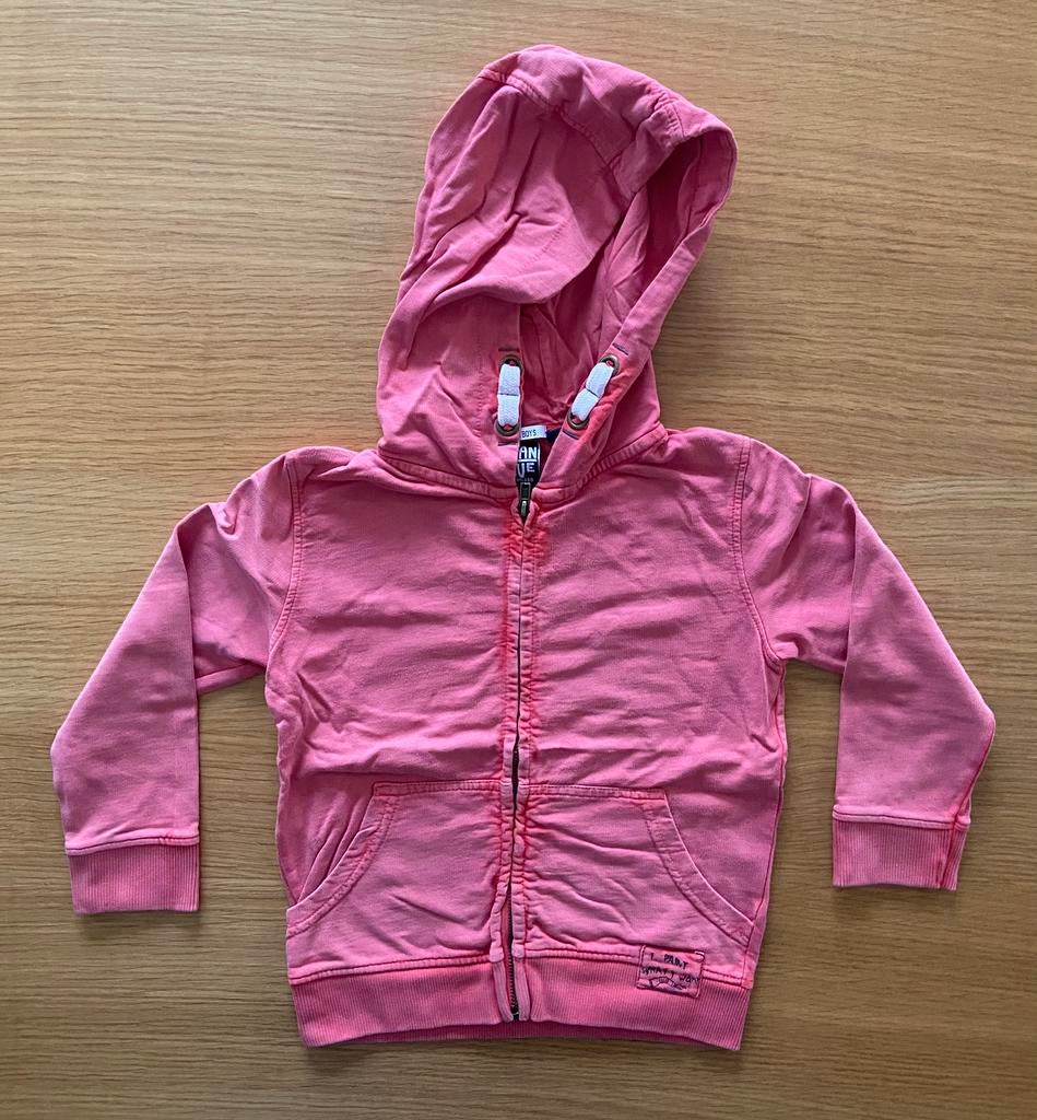 Gilet à capuche rouge délavé - 5 ans - 4€, Comme neuf, Garçon