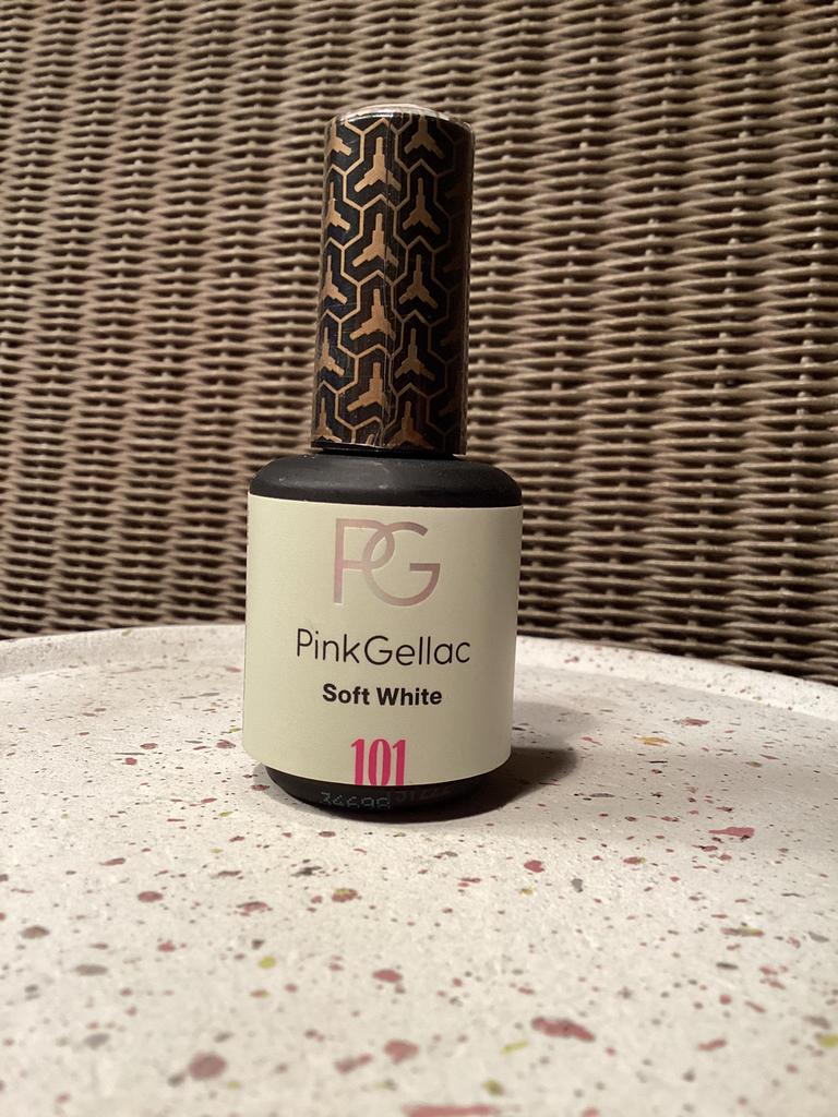 Pink gellac 101 soft white 60g in potje €7, Enlèvement ou Envoi, Comme neuf, Mains et Ongles