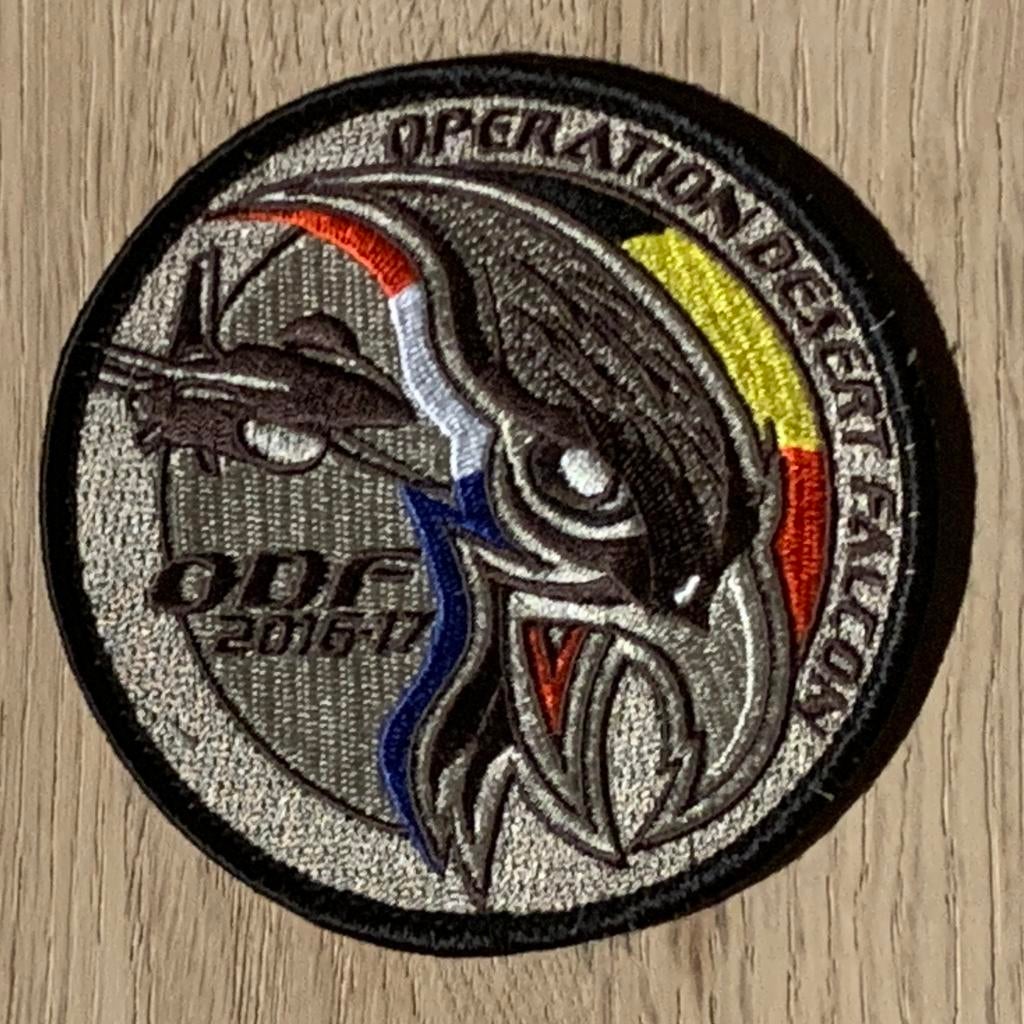 Belgian Air Force F-16 Patch Oper Desert Falcon 2016-2017, Verzenden, Luchtmacht, Embleem of Badge