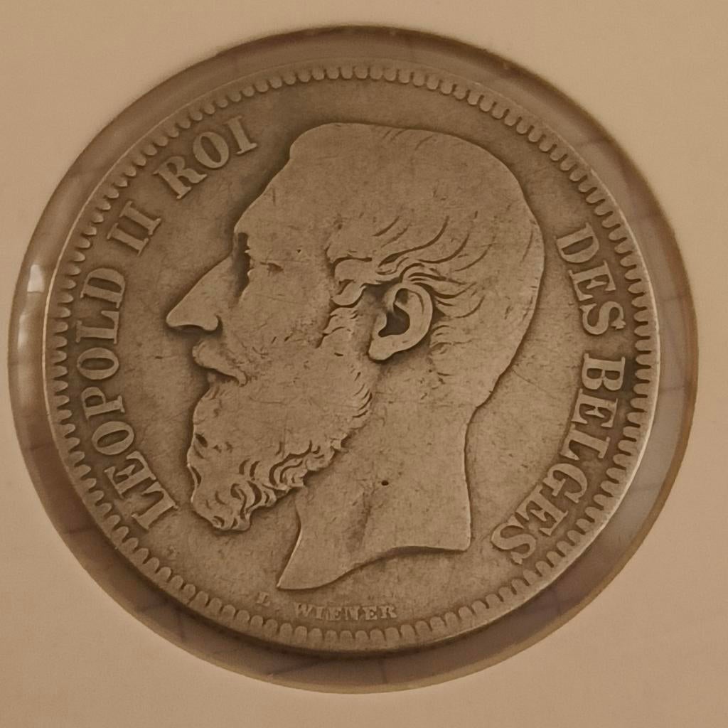 2 Francs 1867 Leopold II Zilver, Postzegels en Munten, Ophalen of Verzenden, Zilver, Zilver