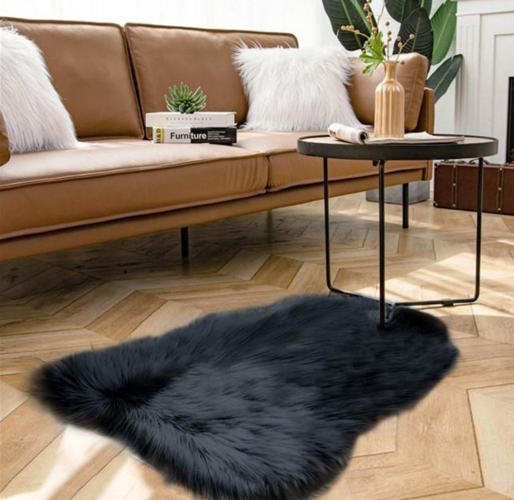 Prijsverlaging !! Zacht Antraciet Schapenvacht - 9x aan 50€, Huis en Inrichting, 100 tot 150 cm, Overige vormen, Overige kleuren