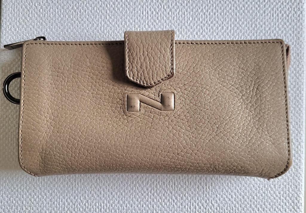 Nathan‑Baume portemonnee – Taupe lederlook – Veel vakjes, Autres marques, Cuir, Beige, Enlèvement