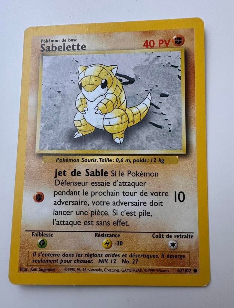 Carte POKÉMON 40 PV 62/102 Sabelette, Enlèvement, Comme neuf, Cartes en vrac